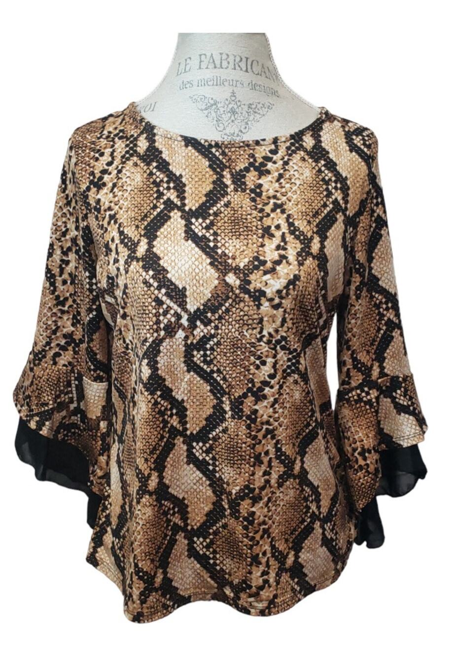 Another Reason Snake Animal Print 3/4 Sleeved Flowy Lace Blouse | Size Medium